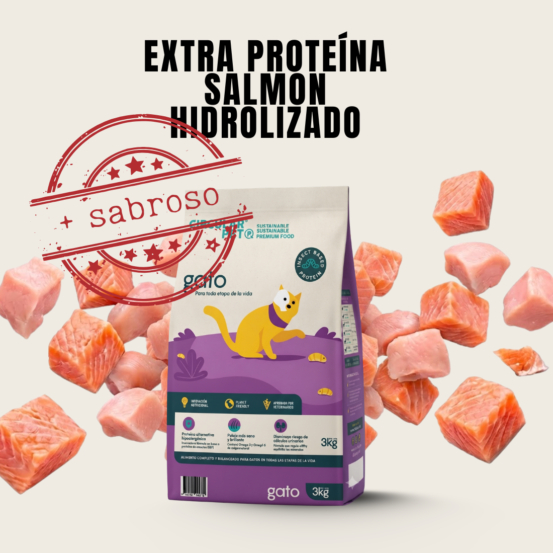 Alimento hipoalergénico para GATOS | Circular Pet® proteína de insectos
