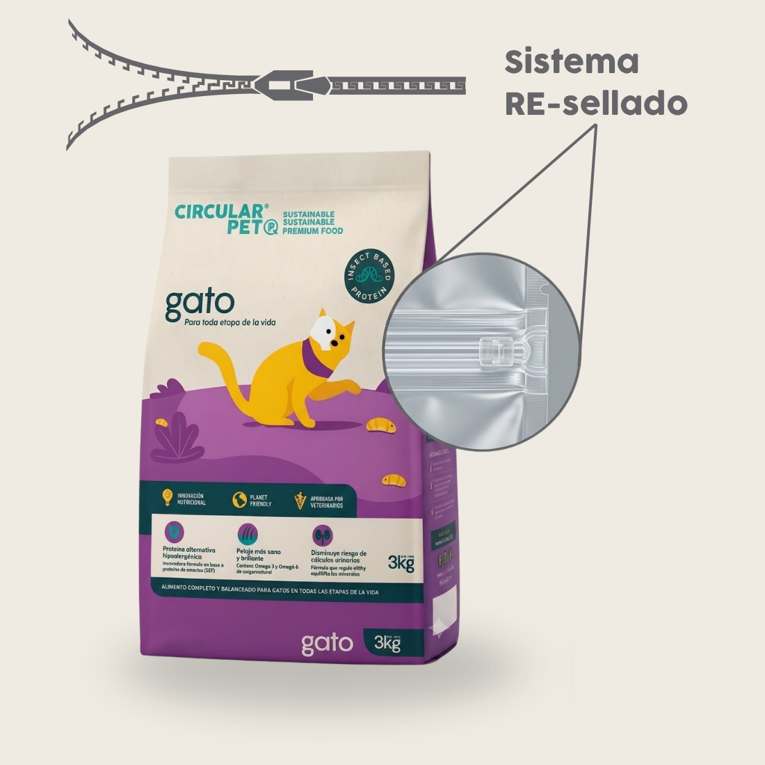 Alimento hipoalergénico para GATOS | Circular Pet® proteína de insectos