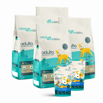 SUSCRIPCIÓN MENSUAL 12 KILOS Incluye 12kg de alimento Adulto + 2 Snack + Despacho gratis