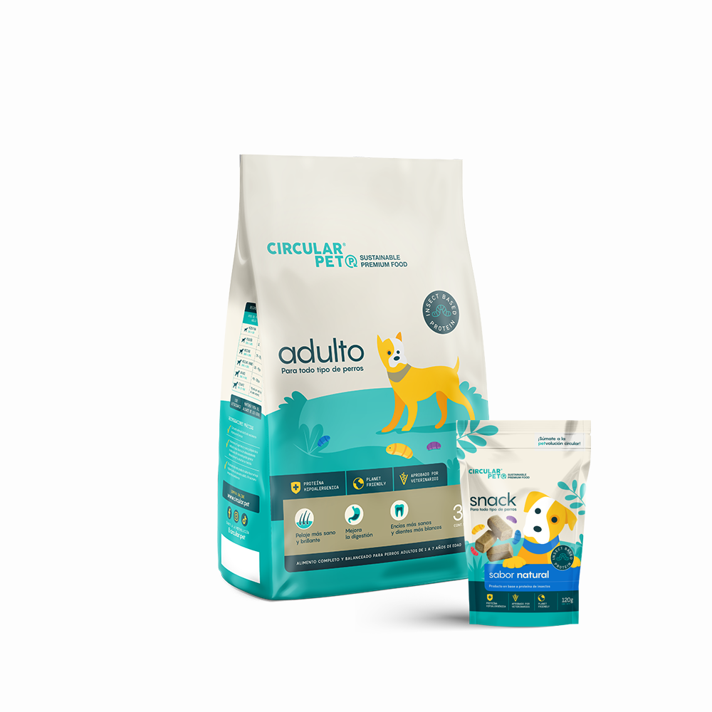 SUSCRIPCIÓN MENSUAL 3 KILOS Incluye 3 kg de alimento Adulto + 1 Snack + Despacho gratis